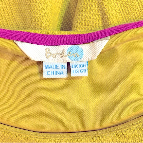 Boden Textured Cotton Lindsey Ponte Dress Yellow Size 6R - Picture 9 of 10